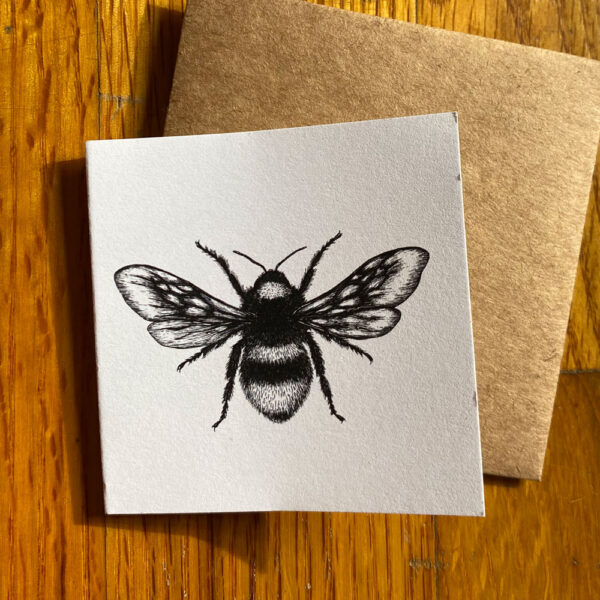 Bumblebee Gift Enclosure Notecard featuring a black and white detailed bee