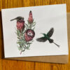 Malachite Sunbirds Notecard of sunbirds pollinating a flower