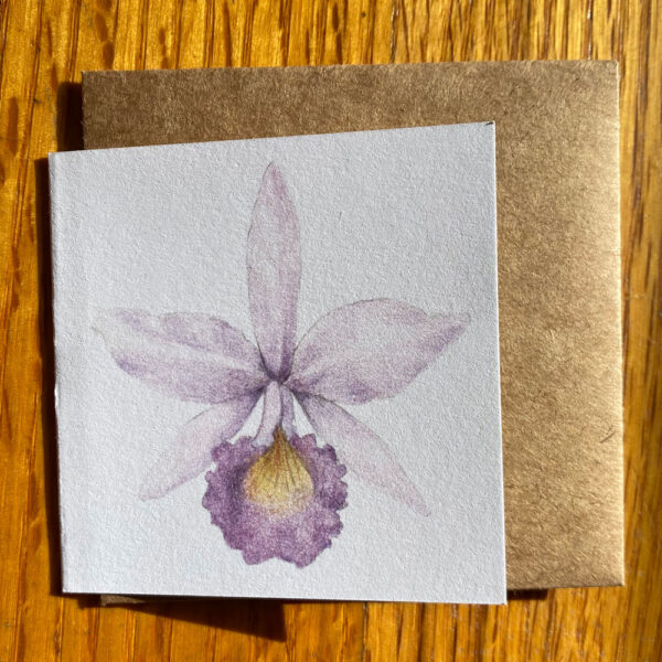 Purple Orchid Gift Enclosure Notecard featuring a pale purple orchid