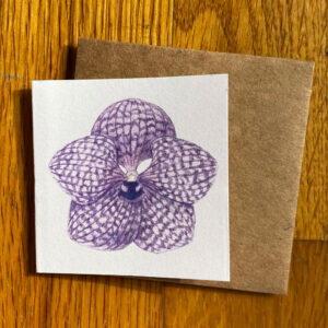 Purple Spotted Orchid Gift Enclosure Notecard featuring a deep purple orchid spotted with white spots