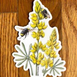 Bumblebees and Lupine Wildflower Sticker