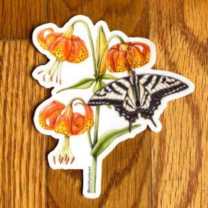 Butterfly and Lily Wildflower Sticker