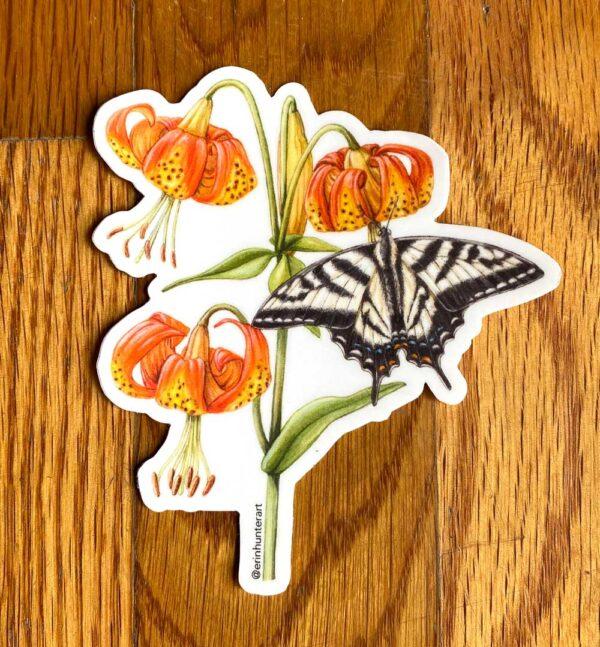 Butterfly and Lily Wildflower Sticker