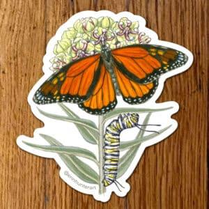 Monarch-Milkweed Art Sticker