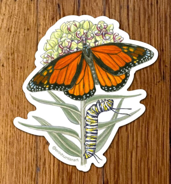 Monarch-Milkweed Art Sticker