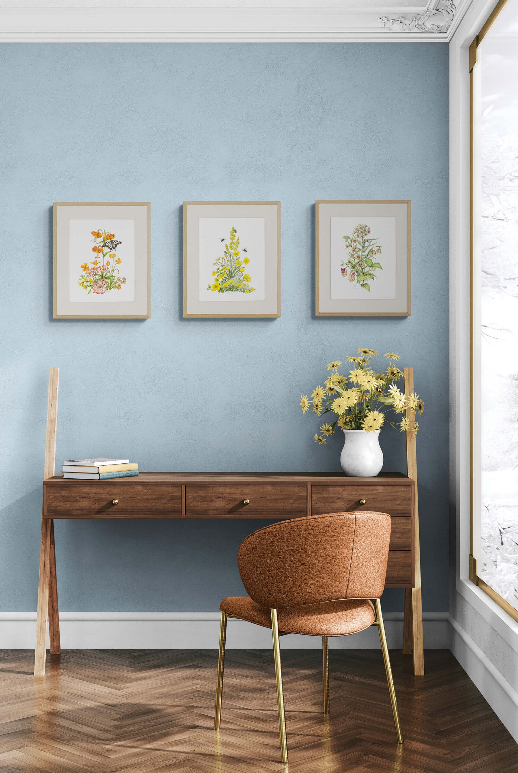 California Wildflowers in Green Original Painting